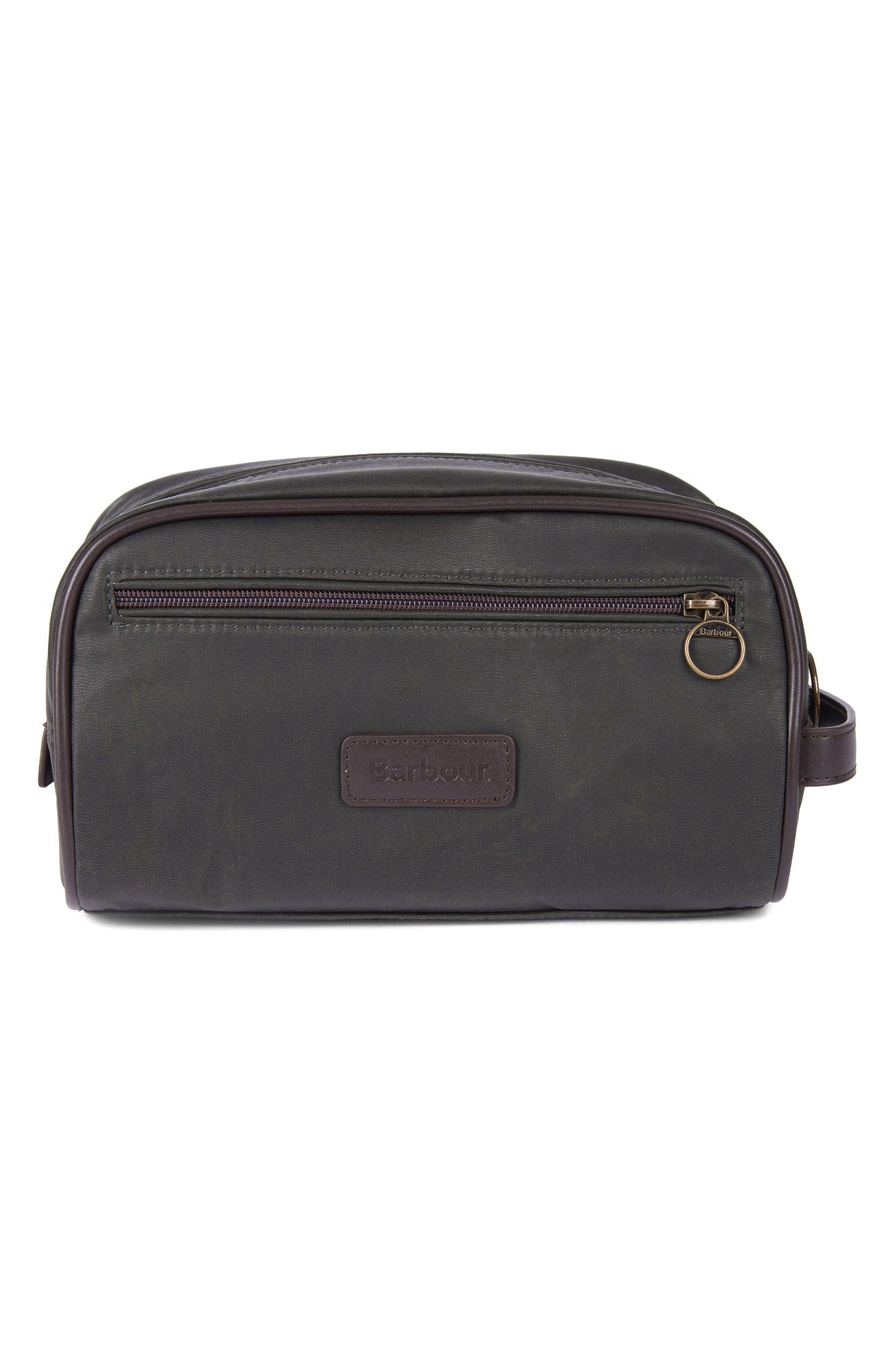 Barbour Waxed Cotton Hanging Wash Bag Green