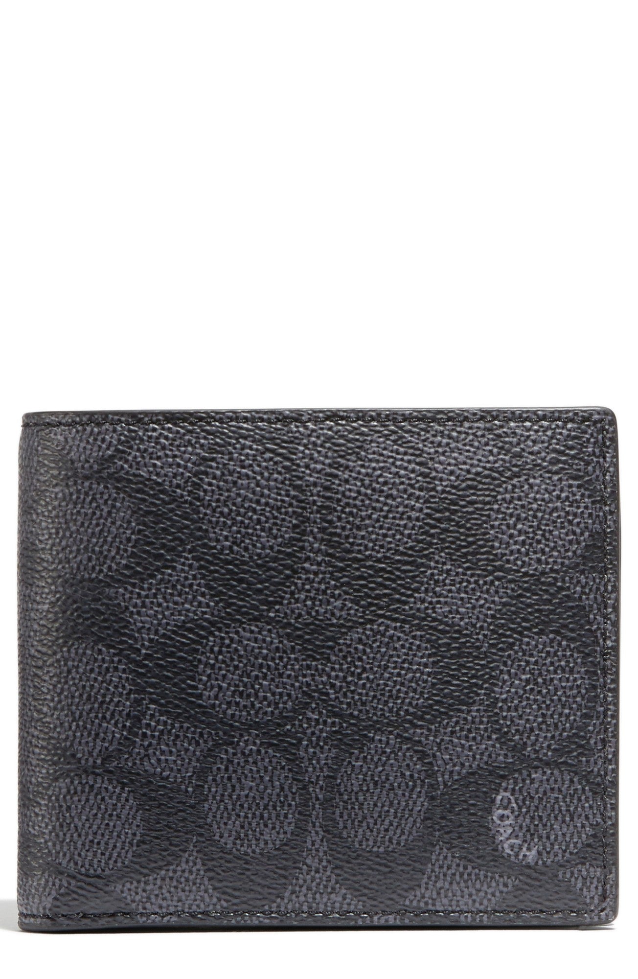 Men's Coach Signature Coated Canvas & Leather Coin Wallet - Black CHARCOAL