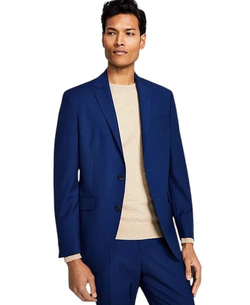 Kenneth Cole Mens Slim fit Suit Jacket Blazer 36 S Blue Solid Stretch