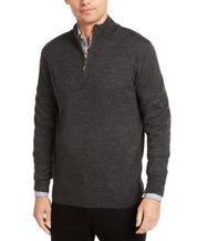 Club Room Mens Regular-Fit 1/4 Zip Sweater XL Heather Grey Merino Wool