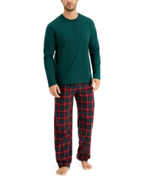 Club Room Mens Holiday Fleece Pajama Gift Set Green Xl