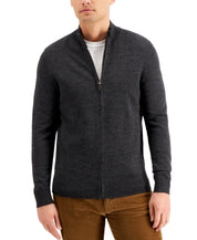 Club Room Mens Merino Wool Full Zip Front Sweater Medium Dark Grey