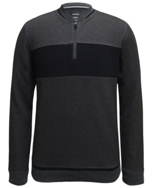 Alfani Men's Baseball Ottoman Quarter Zip Sweatshirt Large Grey Charcoal Heather