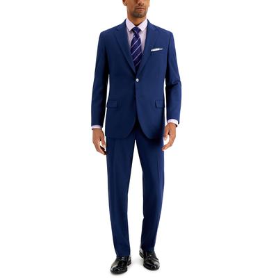Nautica Mens Modern fit 2 Piece Suit 36 S / 30 Waist Blue Solid Stretch