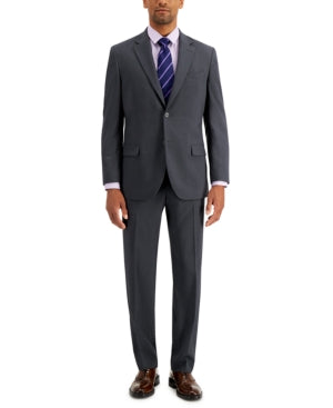 Nautica Mens Modern fit 2 Piece Suit 46 R / 40 Waist Charcoal Grey Solid Stretch