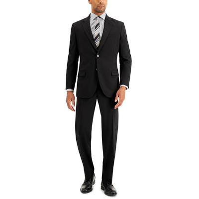 Nautica Mens Modern fit 2 Piece Suit 42 L / 36 Waist Black Solid Stretch