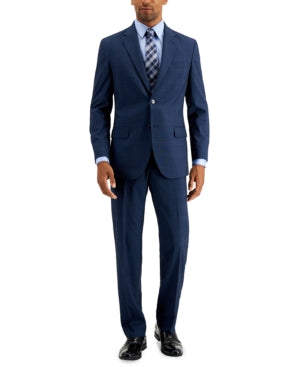 Nautica Mens Modern fit 2 Piece Suit 46 L / 41 Waist Navy Blue Birdseye