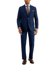 Nautica Mens Modern fit 2 Piece Suit 46 L / 41 Waist Blue Plaid Stretch