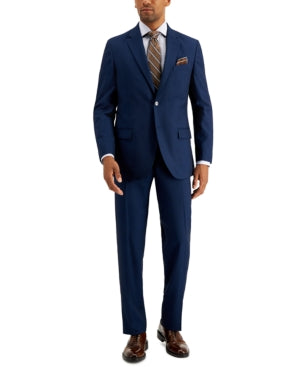 Nautica Mens Modern fit 2 Piece Suit 38 R / 32 Waist Blue Plaid Stretch