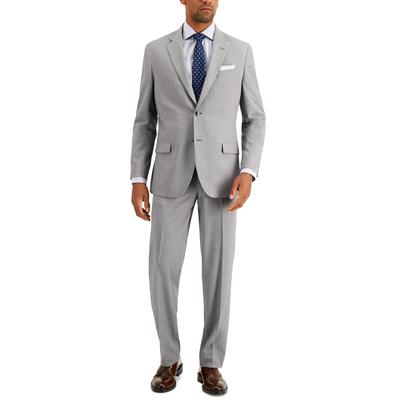 Nautica Mens Modern fit 2 Piece Suit 42 S / 36 Waist Light Grey Solid Stretch