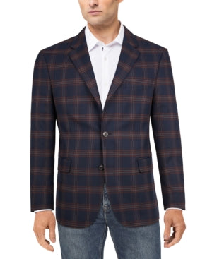 Tommy Hilfiger Mens Modern fit Sport Coat Blazer 40 S Blue Plaid
