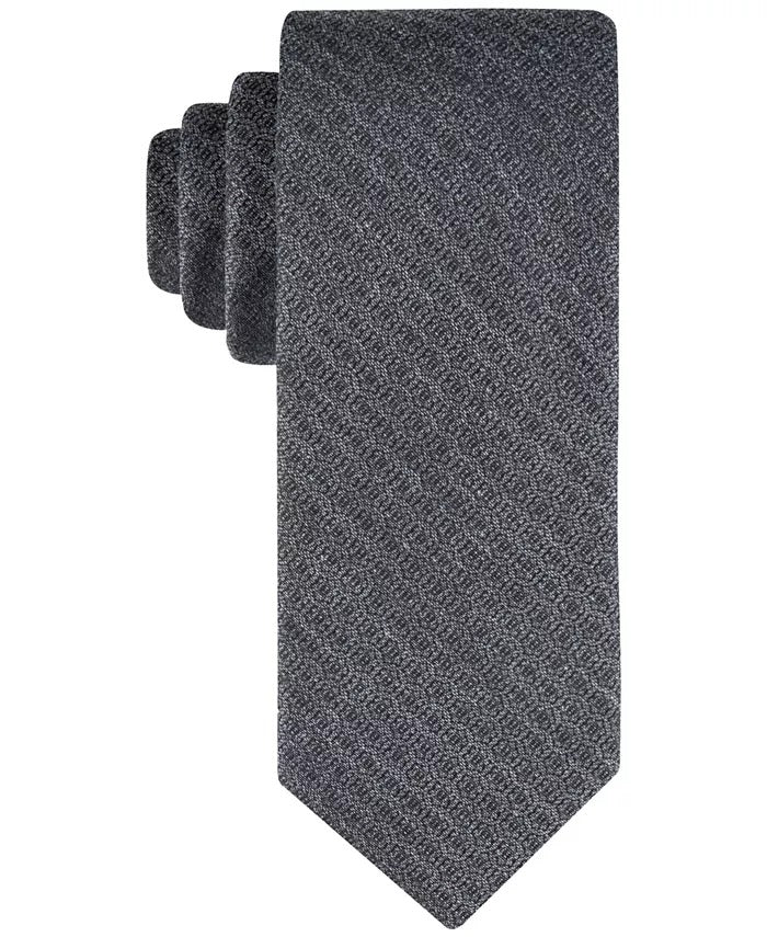 Calvin Klein Mens Floral Medallion Tie Charcoal Grey Necktie