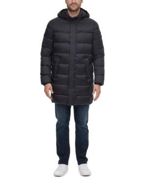 Calvin Klein Mens Long Hooded Puffer Jacket Black Medium