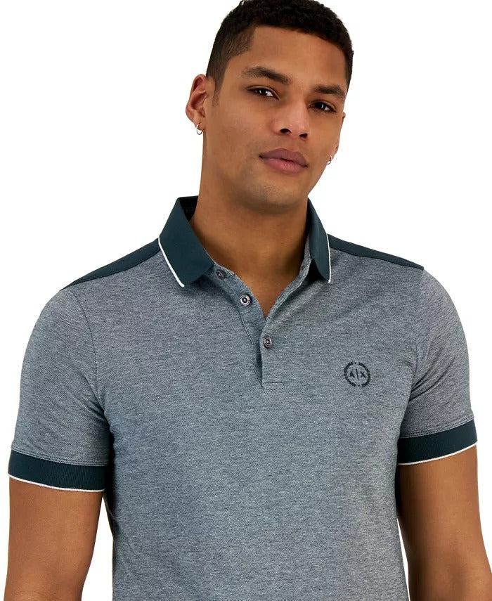AX Armani Exchange Mens Pique Cotton Polo Shirt Green Gables 2XL XXL Slim Fit