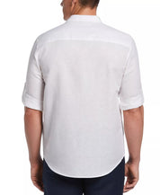 CUBAVERA Men's Textured Engineered Tropical-Print Button-Down Shirt Medium Linen