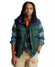 POLO RALPH LAUREN Men's Water-Repellent Color-Block Ripstop Vest Medium Green