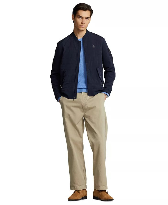 Polo Ralph Lauren Men's Full-Zip Quilted Panel Bomber Sweatshirt Jacket XL Navy