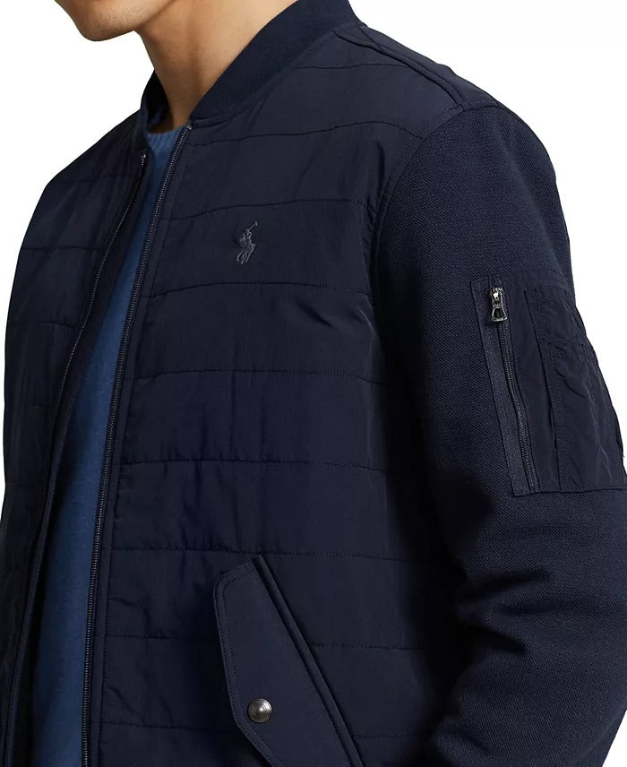 Polo Ralph Lauren Men's Full-Zip Quilted Panel Bomber Sweatshirt Jacket XL Navy