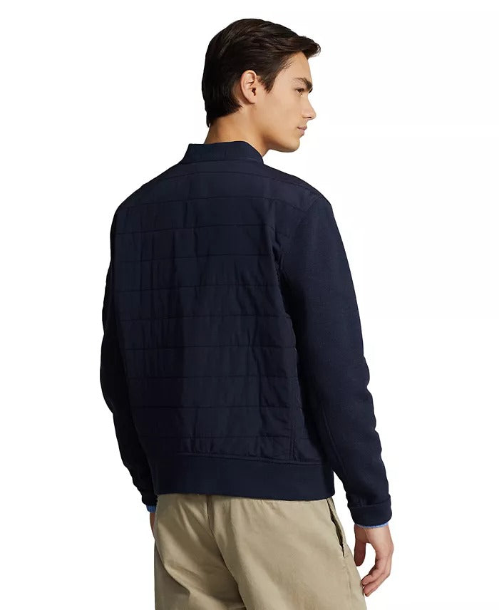 Polo Ralph Lauren Men's Full-Zip Quilted Panel Bomber Sweatshirt Jacket XL Navy