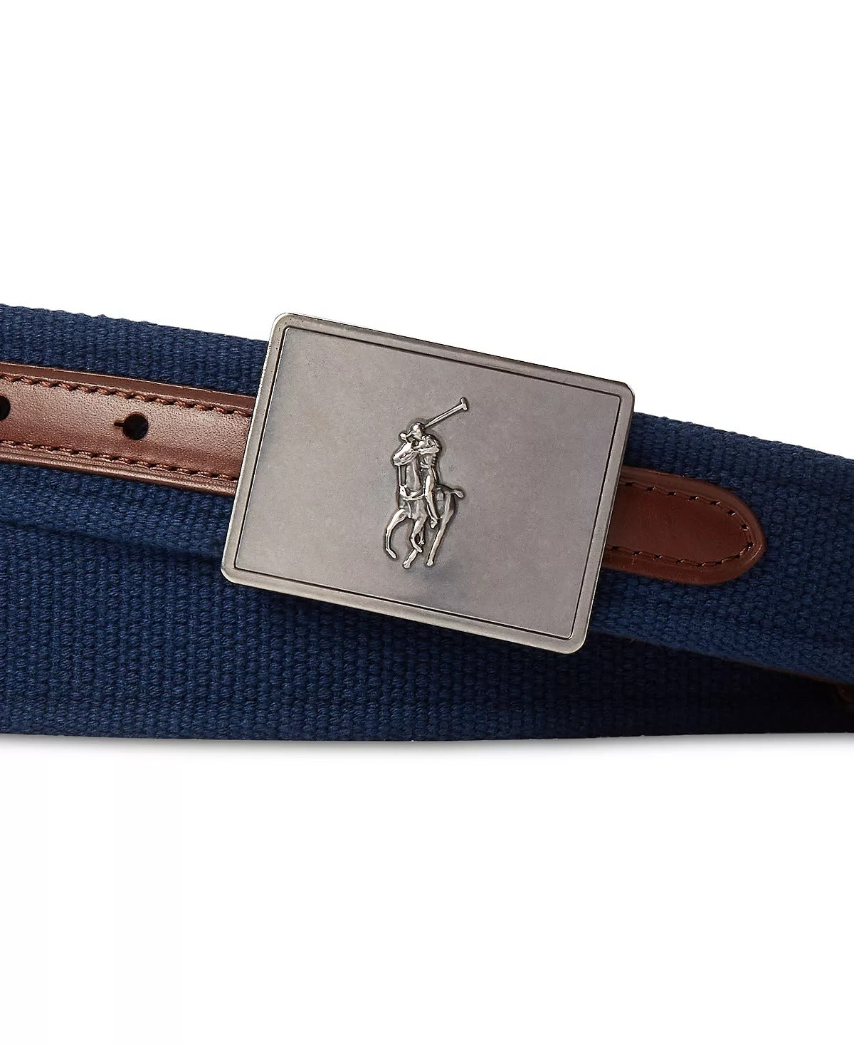 Polo Ralph Lauren Mens Canvas Newport Belt Navy Brown 40 REG