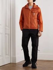 Moncler Mens Logo Shell Hooded Windbreaker Jacket Size XL / 4 Orange