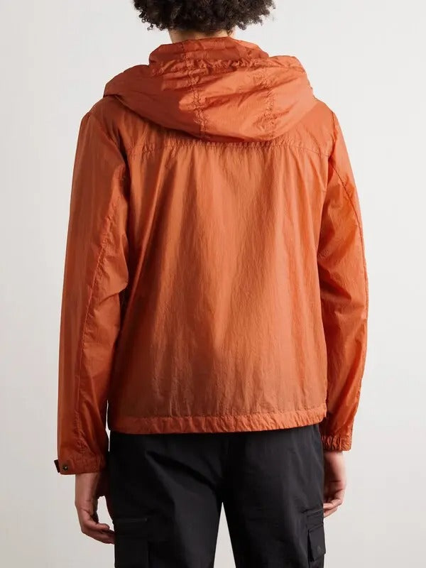 Moncler Mens Logo Shell Hooded Windbreaker Jacket Size XL / 4 Orange