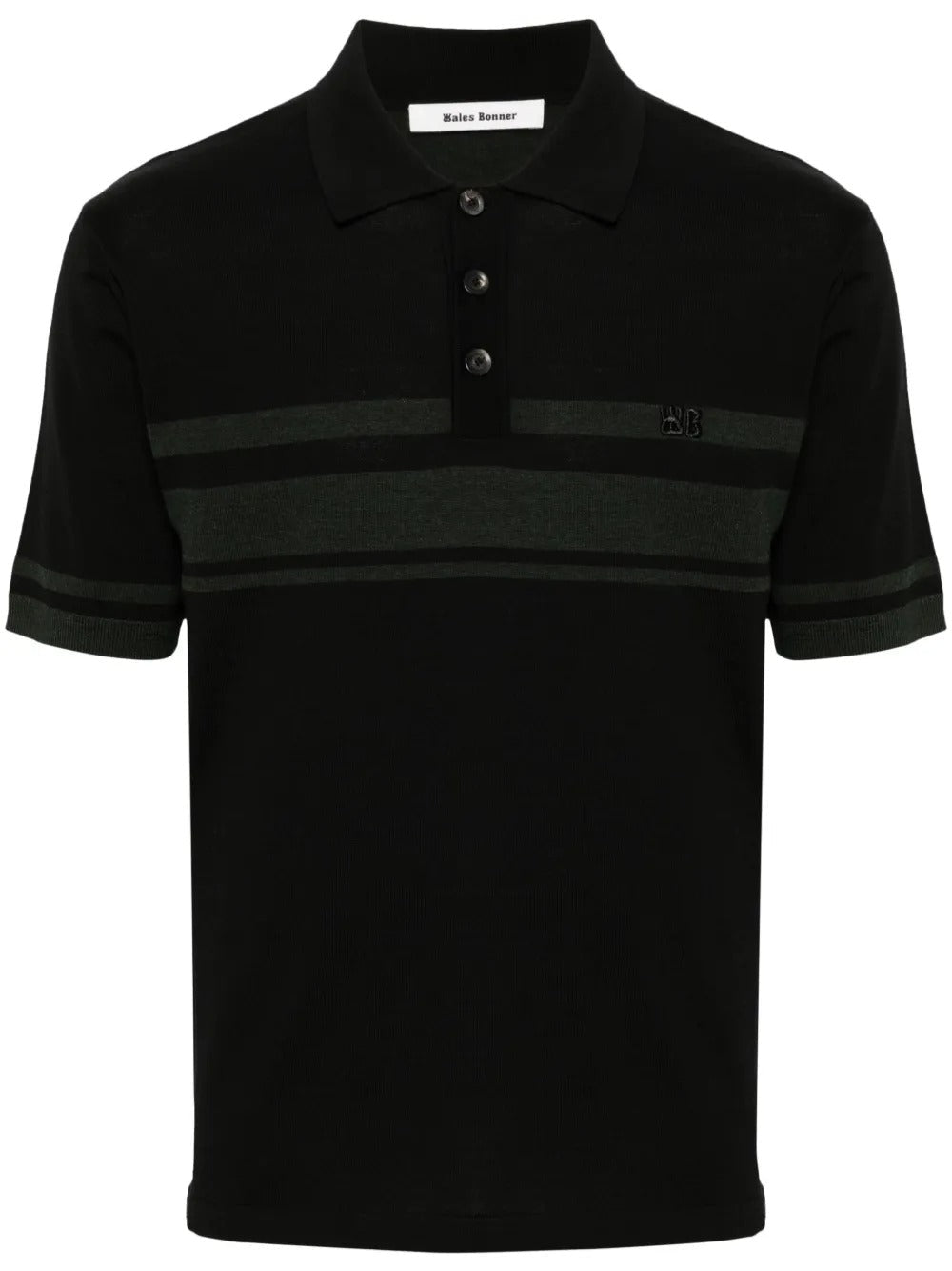 Wales Bonner Mens Dawn polo shirt Small Black / Green Wool