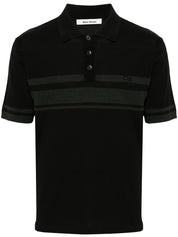 Wales Bonner Mens Dawn polo shirt Small Black / Green Wool