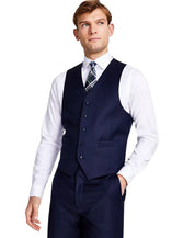 Michael Kors Mens Classic-Fit Wool-Blend Suit Vest Large Navy Blue