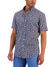 CLUB ROOM Men's Regular-Fit Floral Short Sleeve Button-Down Poplin Shirt XL