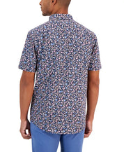 CLUB ROOM Men's Regular-Fit Floral Short Sleeve Button-Down Poplin Shirt XL