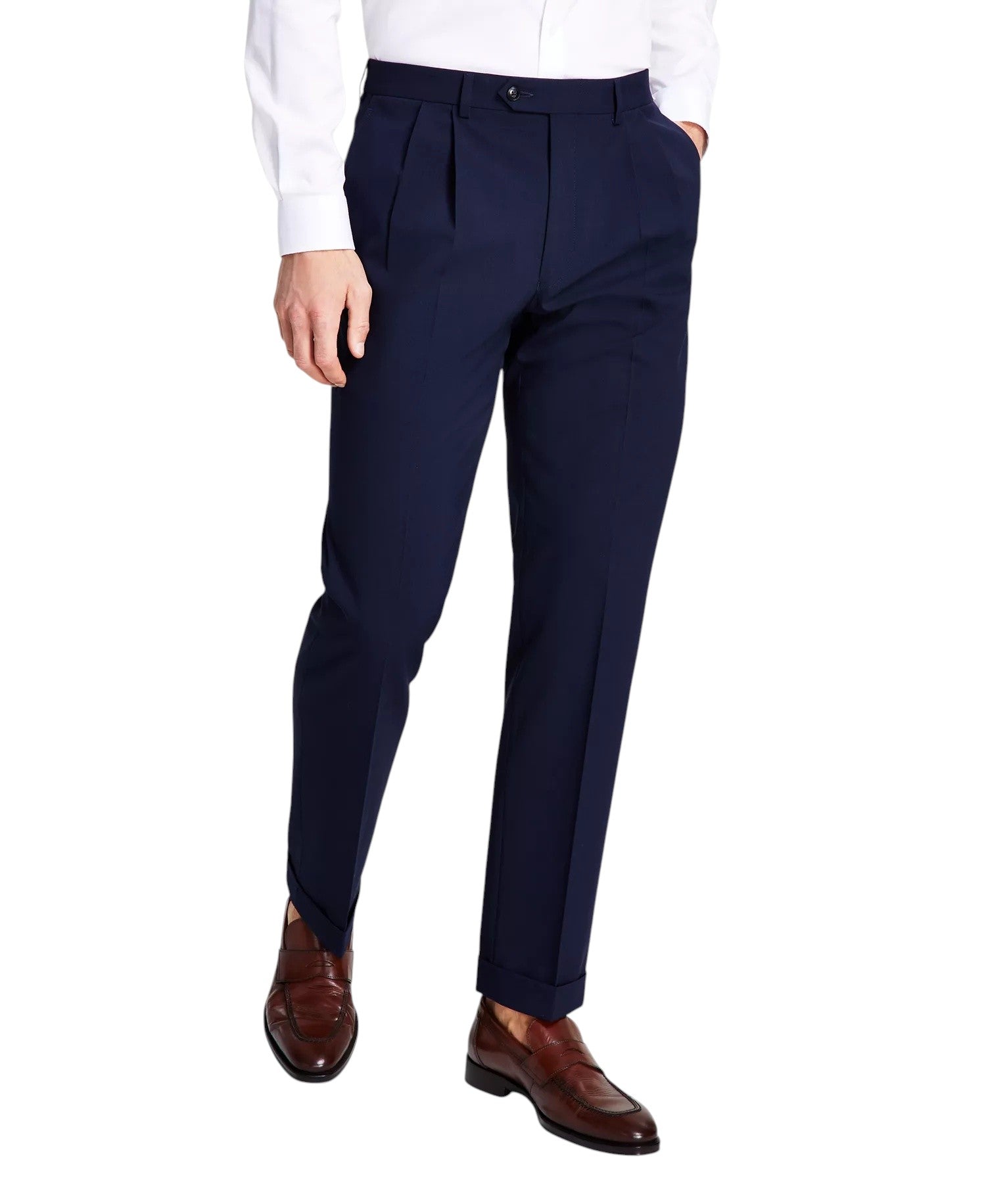 Michael Kors Mens Classic fit Pleated Dress Pants 40 / 30 Navy Blue Solid