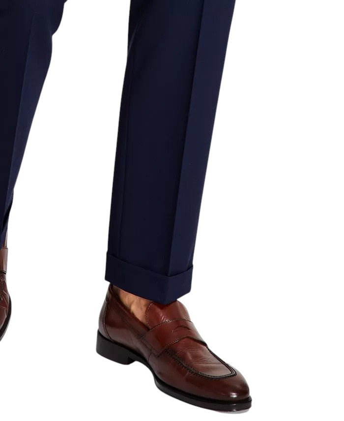 Michael Kors Mens Classic fit Pleated Dress Pants 40 / 30 Navy Blue Solid