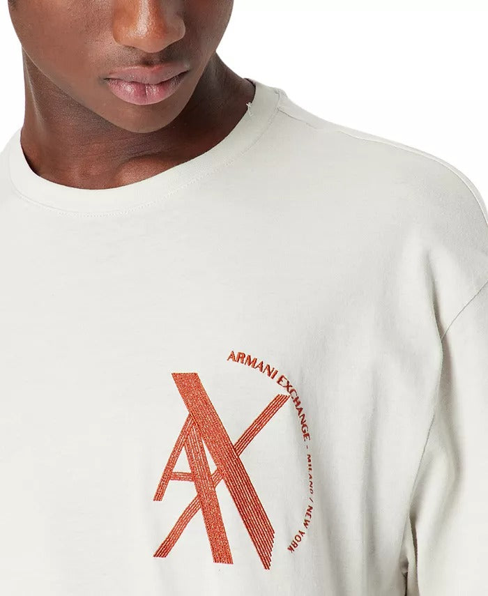 AX Armani Exchange Comfort-Fit Logo T Shirt Medium White Pepper