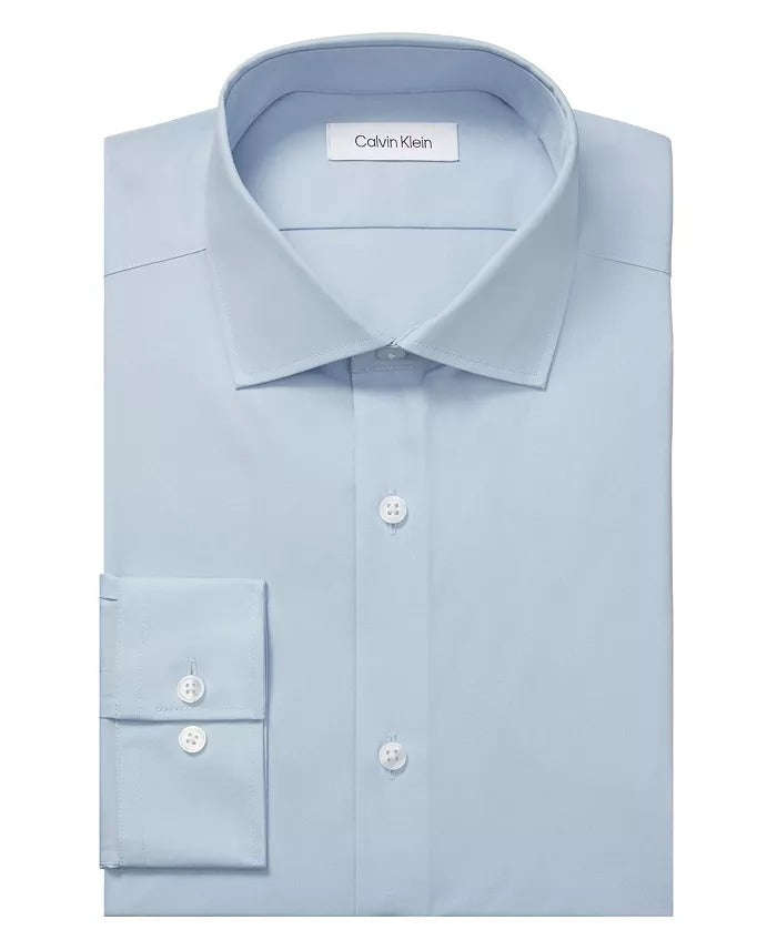 Men's Slim-Fit Solid Stretch Shirt - Blue - Size 16 16