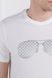 Michael Kors Mens Checkered Aviator T Shirt Large White