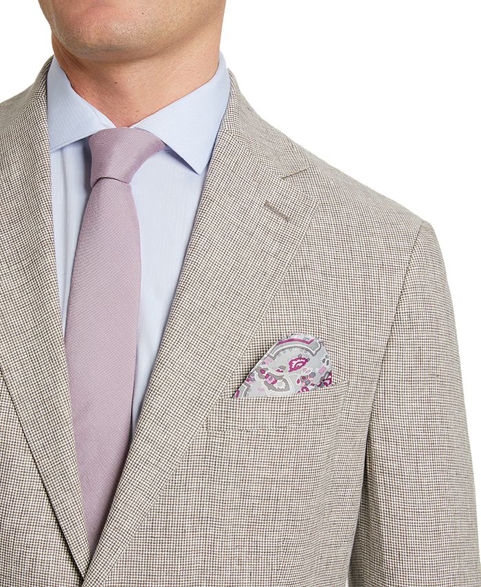 Tallia Mens Slim-Fit Tan Houndstooth Blazer 42L