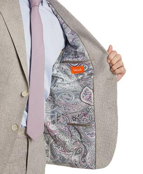 Tallia Mens Slim Fit Houndstooth Blazer Tan 44L