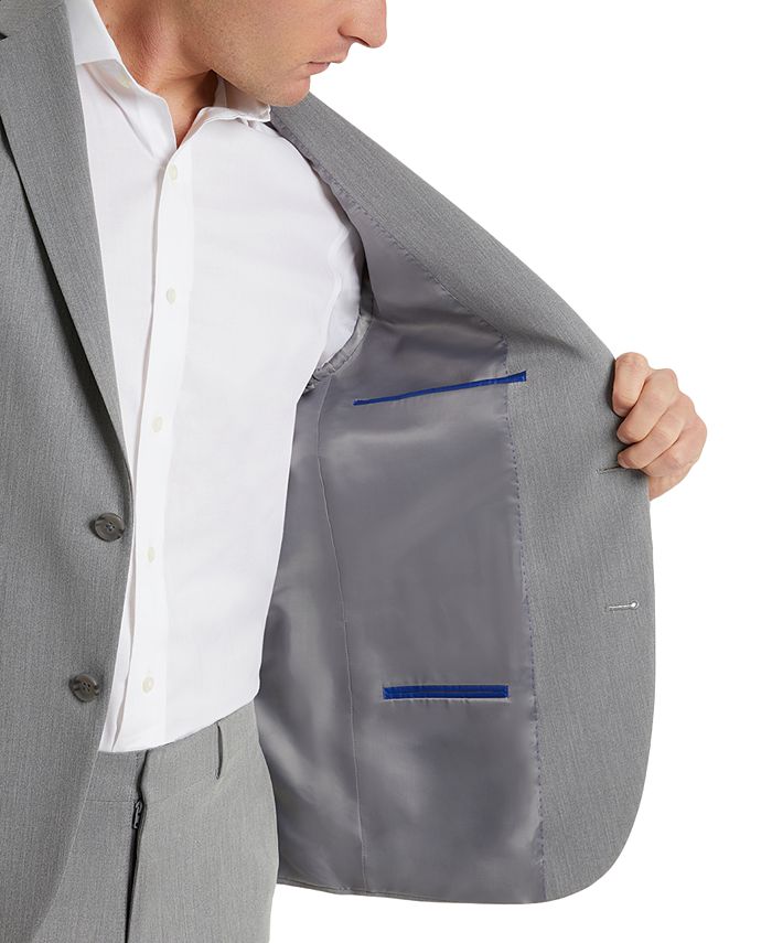 Kenneth Cole Mens Slim fit Suit Jacket Blazer 42 L Light Grey Solid Stretch