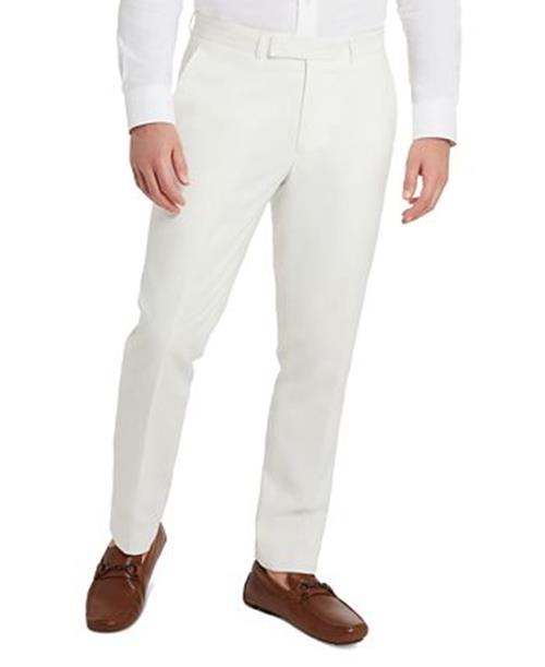 Kenneth Cole Reaction Mens Slim-Fit Stretch Linen Suit Dress Pants Cream 40 x 32