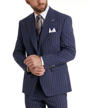 Tayion Collection Mens Regular fit Suit Jacket Blazer 42 R Blue Striped
