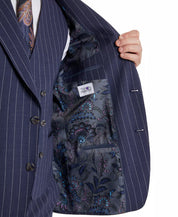 Tayion Collection Mens Regular fit Suit Jacket Blazer 42 R Blue Striped