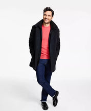 Calvin Klein Mens Coleman Zipped Bib Wool Overcoat Coat 40L Black