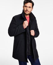 Calvin Klein Men Regular fit Coleman Zipped Bib Overcoat Coat 36 S Charcoal Grey