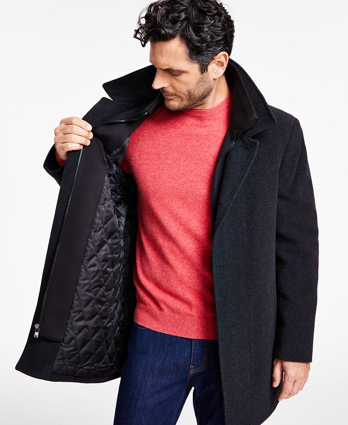 Calvin Klein Men Regular fit Coleman Zipped Bib Overcoat Coat 36 S Charcoal Grey