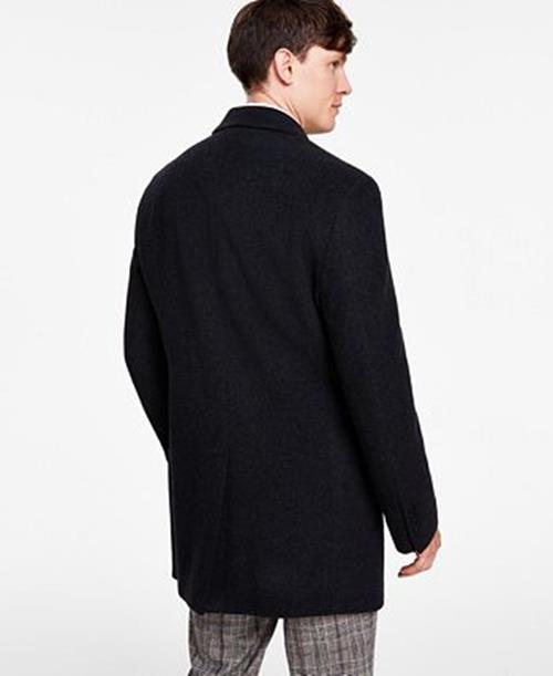 Calvin Klein Men's Prosper Wool-Blend Slim Fit Overcoat Coat 42 L Dark Gray