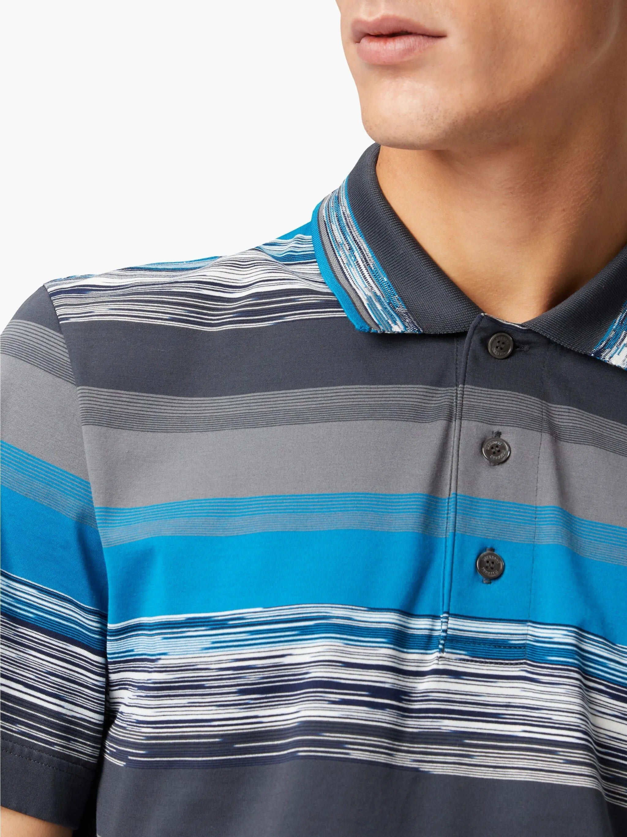 Missoni Mens gradient-stripe cotton polo shirt XL Blue Grey