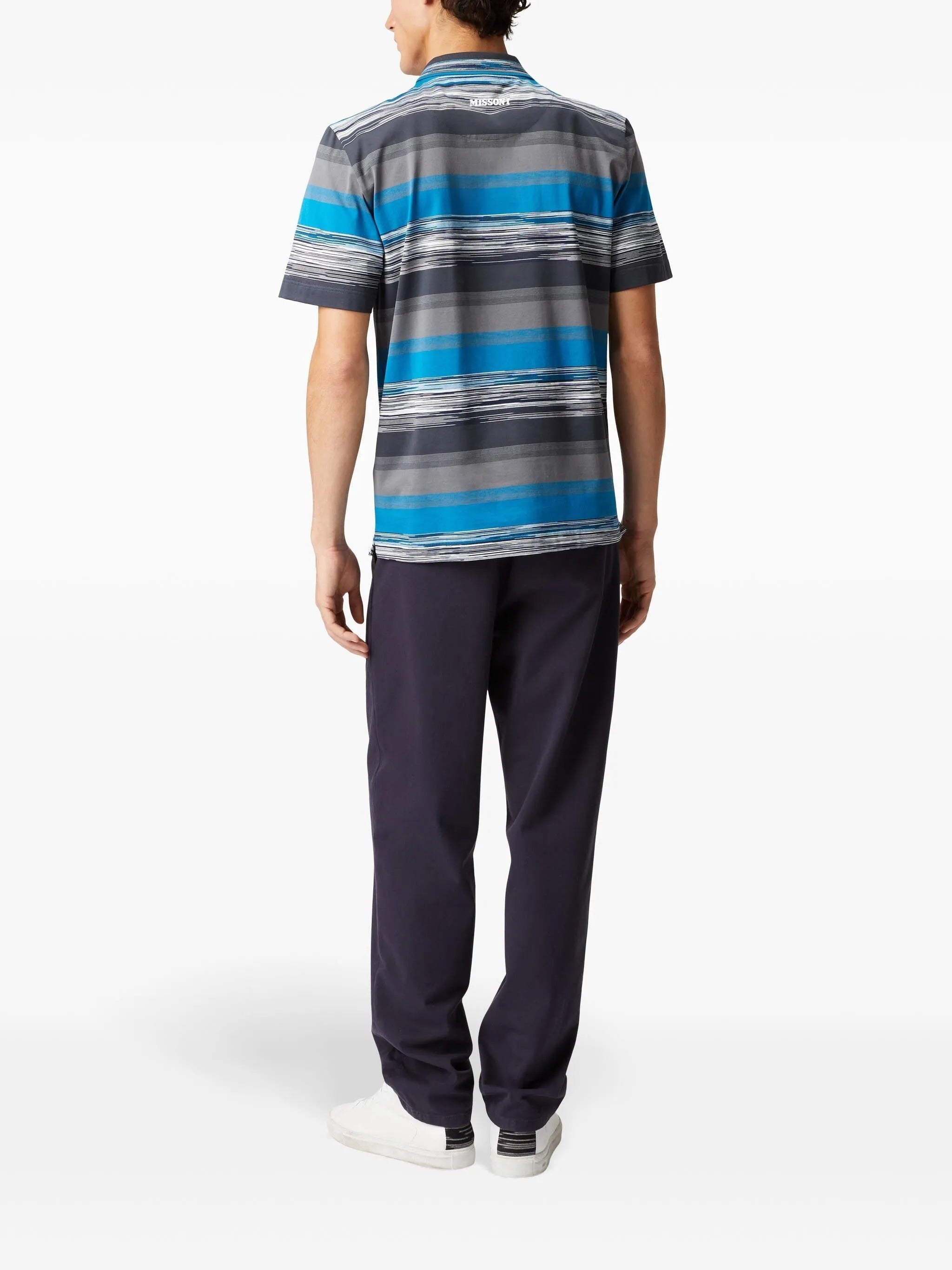 Missoni Mens gradient-stripe cotton polo shirt XL Blue Grey