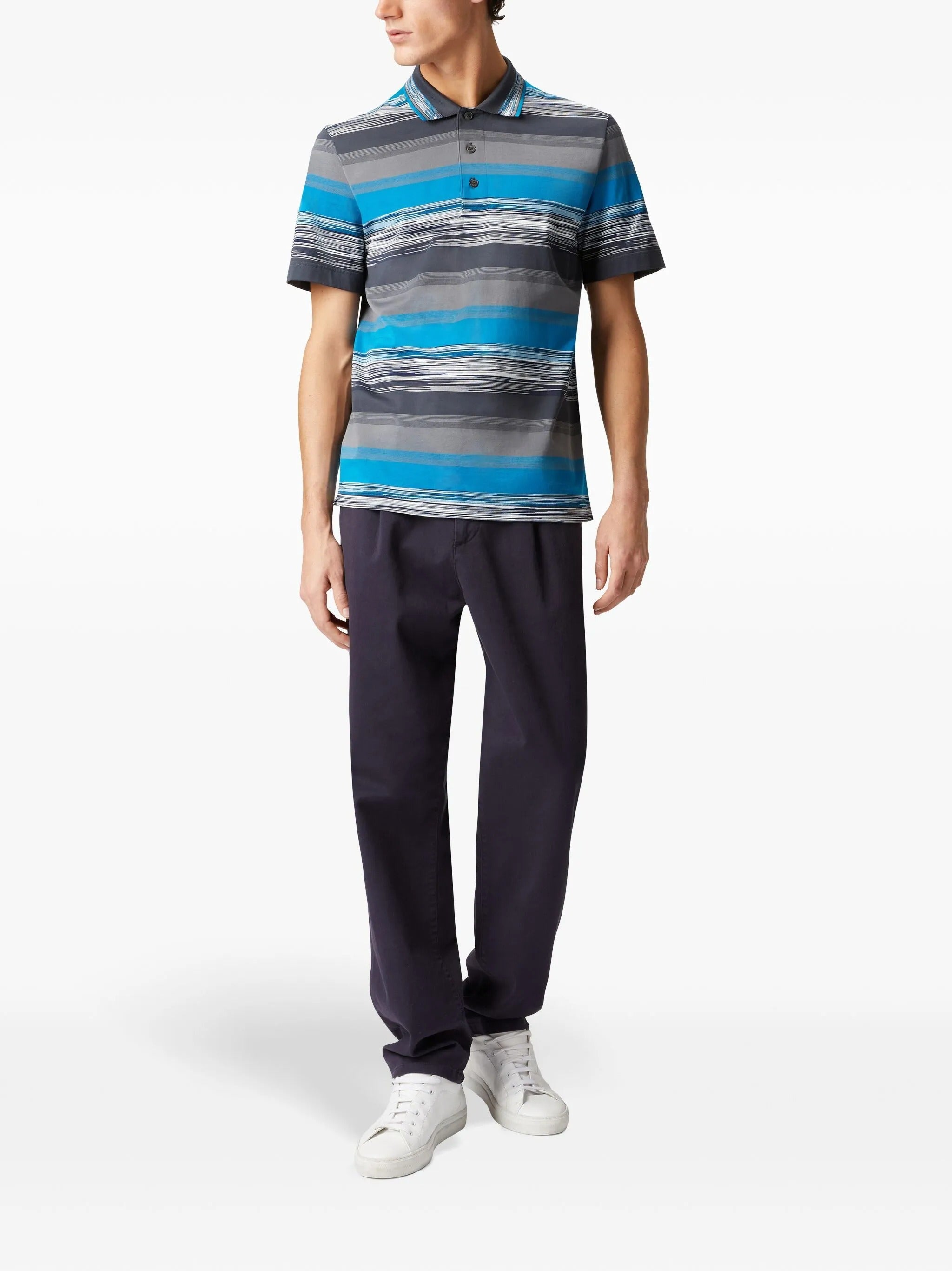 Missoni Mens gradient-stripe cotton polo shirt Small Blue Grey
