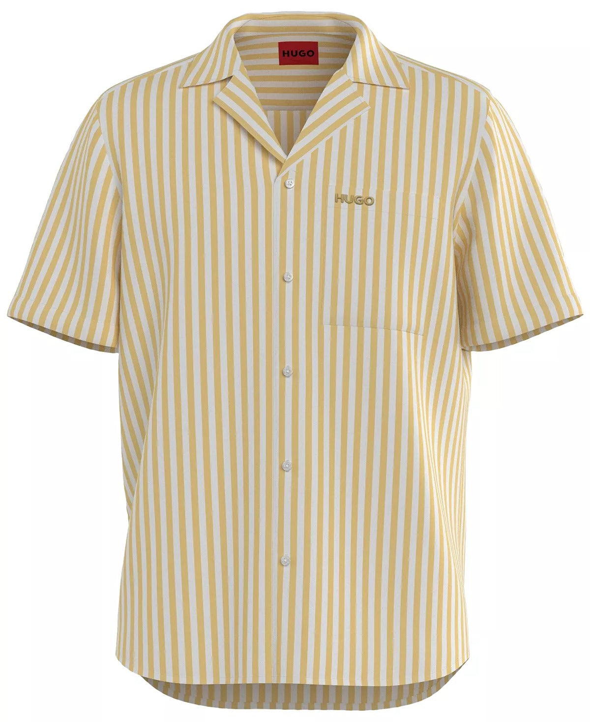 HUGO BOSS Men's Ellino Relaxed-Fit Striped Shirt XXL 2XL Yellow